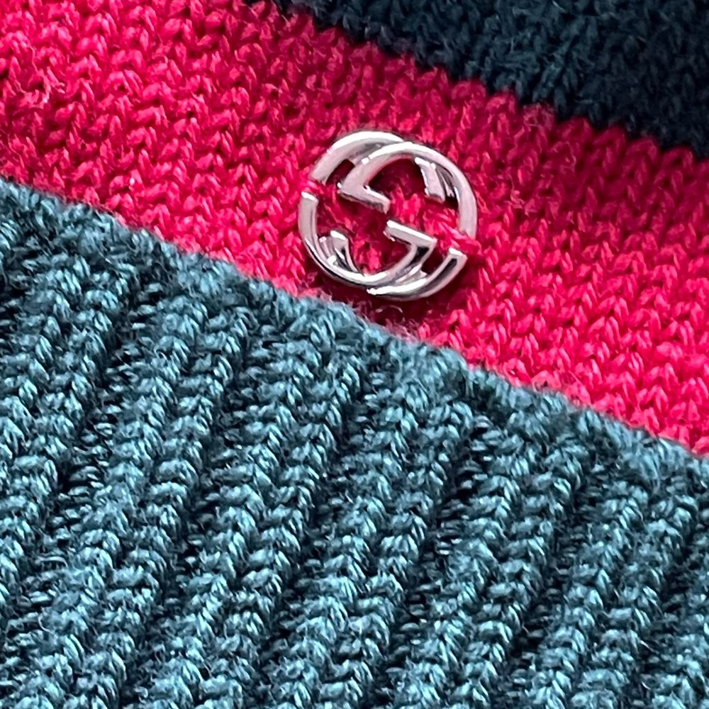 NWT GUCCI KNIT WOOL GREEN/RED BEANIE HAT MEDIUM (58 CM) - Picture 2 of 5